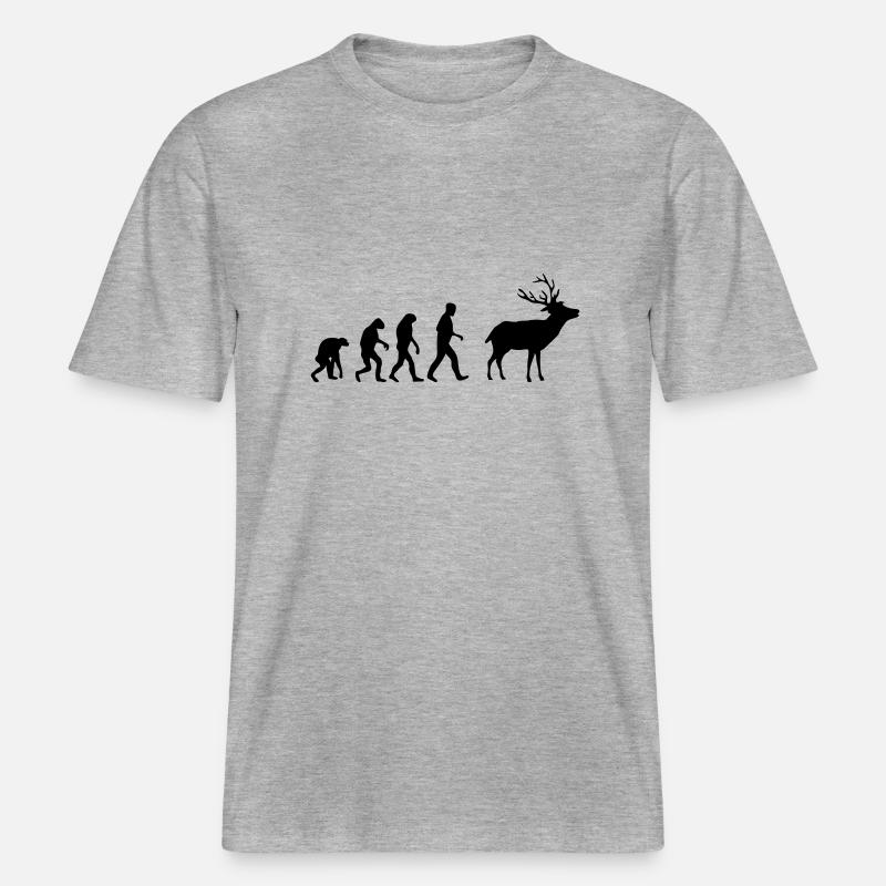 cerf evolution -  T-shirt unisexe RELAXED FIT en coton bio - gris chiné