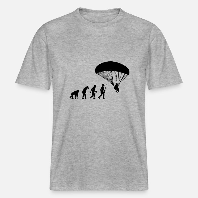Paragliding Evolution -  RELAXED FIT Unisex Organic T-Shirt - Grau meliert