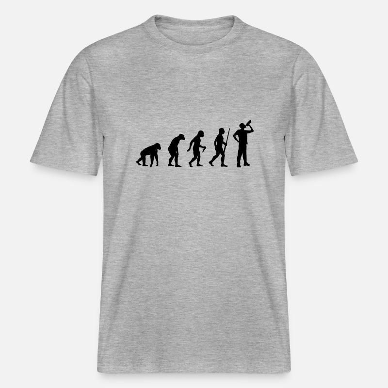Beer Drinking Evolution -  RELAXED FIT Unisex Organic T-Shirt - heather grey