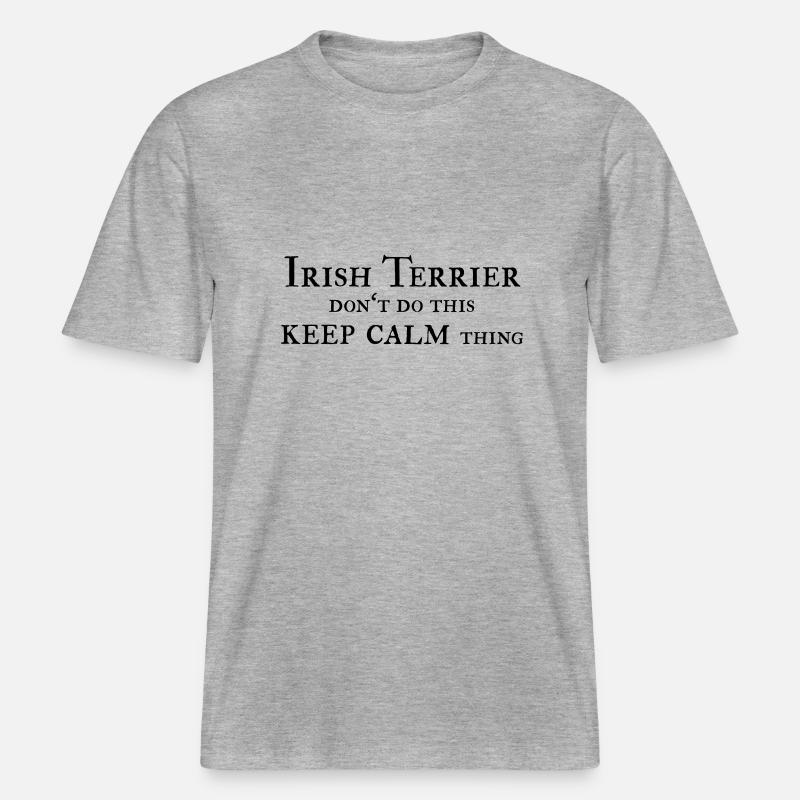 Irish Terrier keep calm - RELAXED FIT Unisex Organic T-Shirt - Grau meliert