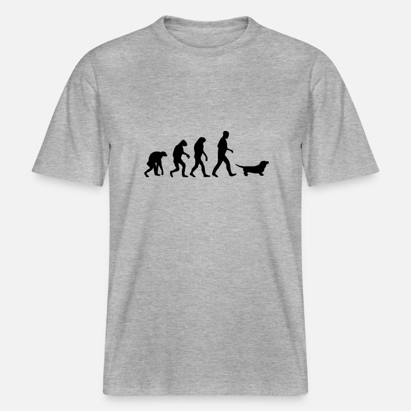 sausage dog evolution -  RELAXED FIT Unisex Organic T-Shirt - heather grey