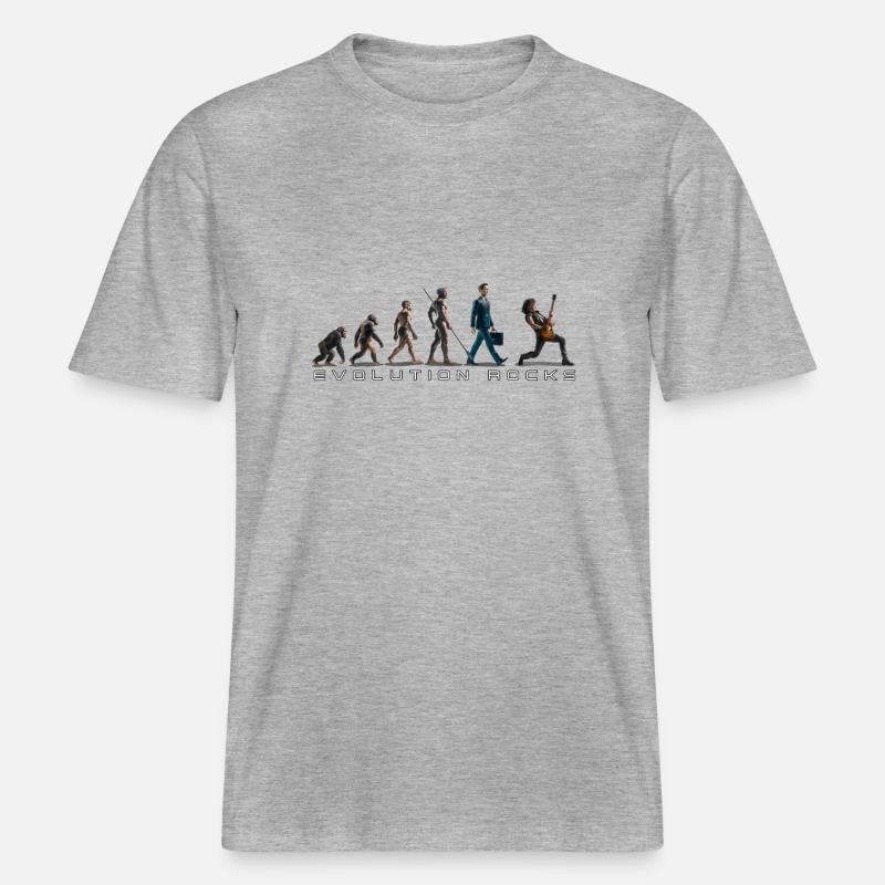 Evolution Guitariste -  T-shirt unisexe RELAXED FIT en coton bio - gris chiné