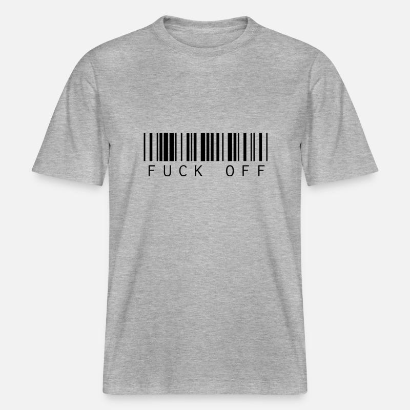 Barcode Strichcode Fuck Off Spruch -  RELAXED FIT Unisex Organic T-Shirt - Grau meliert