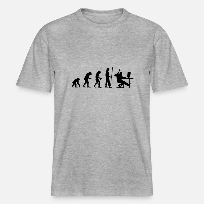 evolution_pc_1 -  RELAXED FIT Unisex Organic T-Shirt - heather grey
