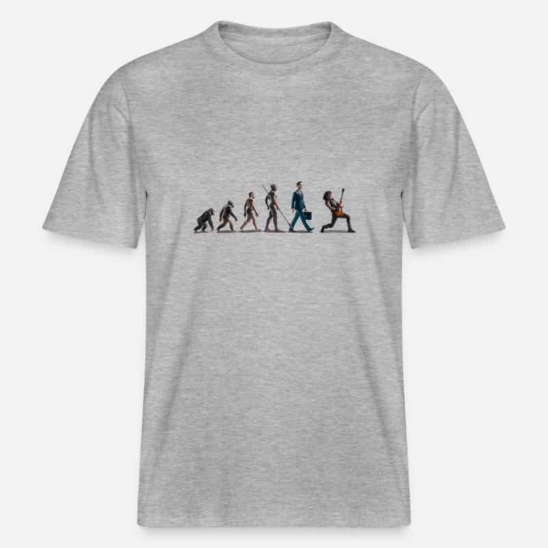 Evolution Guitariste -  T-shirt unisexe RELAXED FIT en coton bio - gris chiné