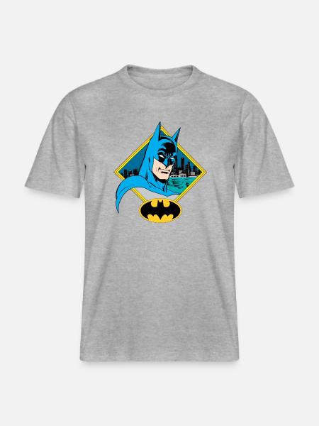 DC Comics Originals Batman Batsignal Gotham -  RELAXED FIT Unisex Organic T-Shirt - heather grey
