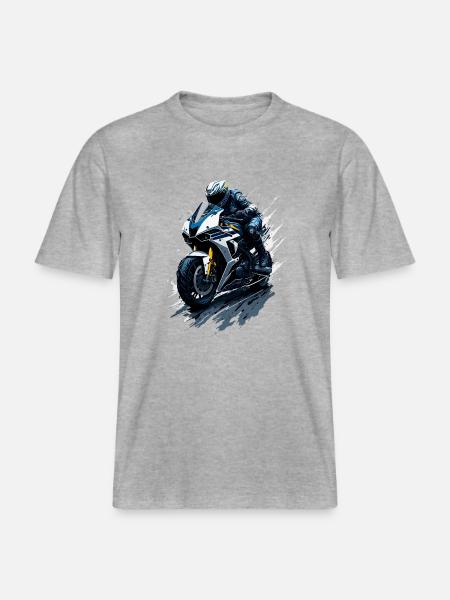 Sport motorcycle illustration - RELAXED FIT Unisex Organic T-Shirt - heather grey