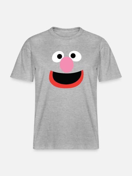Sesamstraße Grobi Gesicht - RELAXED FIT Unisex Organic T-Shirt - Grau meliert