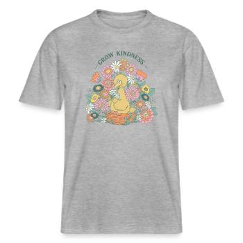 Sesame Street Toccata Avec Fleurs Grow Kindness -  T-shirt unisexe RELAXED FIT en coton bio - gris chiné - Devant - Alina (178cm) & Michal (187cm)