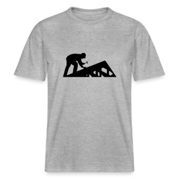 Roofer SIlhouette -  RELAXED FIT Unisex Organic T-Shirt - heather grey - Front - Alina (178cm) & Michal (187cm)