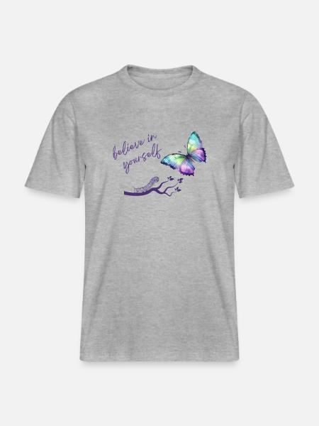 BELIEVEINYOURSELF! -  RELAXED FIT Unisex Organic T-Shirt - Grau meliert