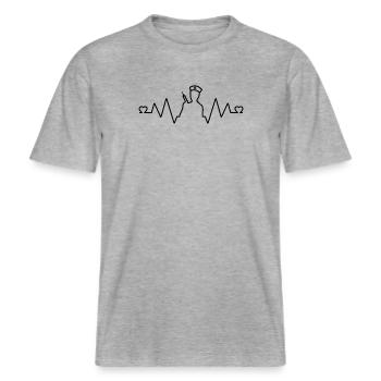Herzfrequenz-Stille -  RELAXED FIT Unisex Organic T-Shirt - Grau meliert - Vorne - Alina (178cm) & Michal (187cm)