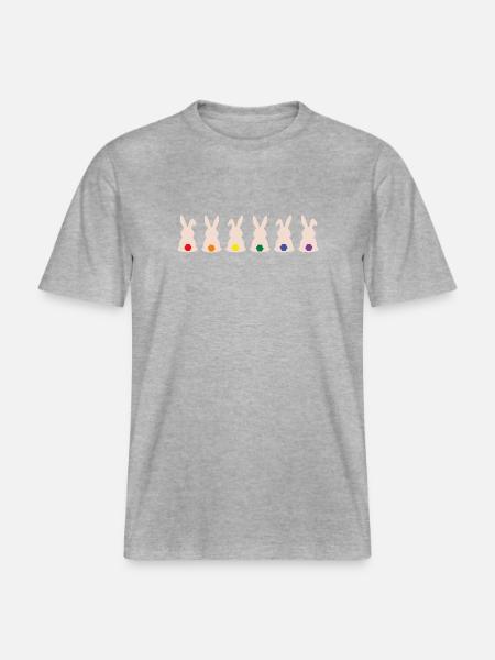 Regenbogen-Häschen - RELAXED FIT Unisex Organic T-Shirt - Grau meliert