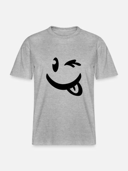 smiley_illu_c1 - RELAXED FIT Unisex Organic T-Shirt - Grau meliert