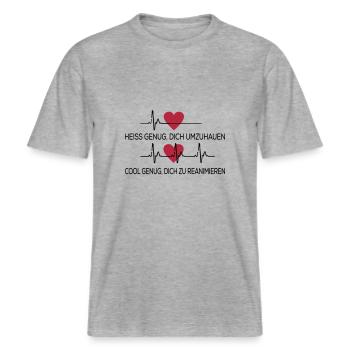Medizin -  RELAXED FIT Unisex Organic T-Shirt - Grau meliert - Vorne - Alina (178cm) & Michal (187cm)