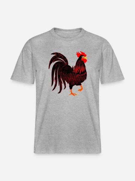 Schwarzer Hahn Coq -  RELAXED FIT Unisex Organic T-Shirt - Grau meliert