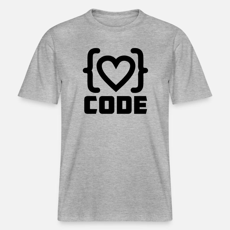 Herzprogrammierer Code Logo mit Text CODE -  RELAXED FIT Unisex Organic T-Shirt - Grau meliert