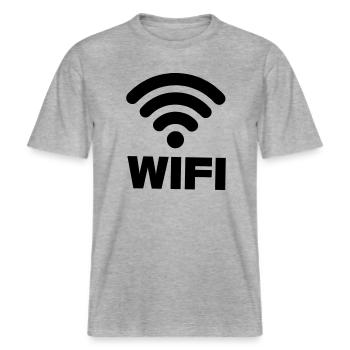 WIFI connection -  RELAXED FIT Unisex Organic T-Shirt - heather grey - Front - Alina (178cm) & Michal (187cm)