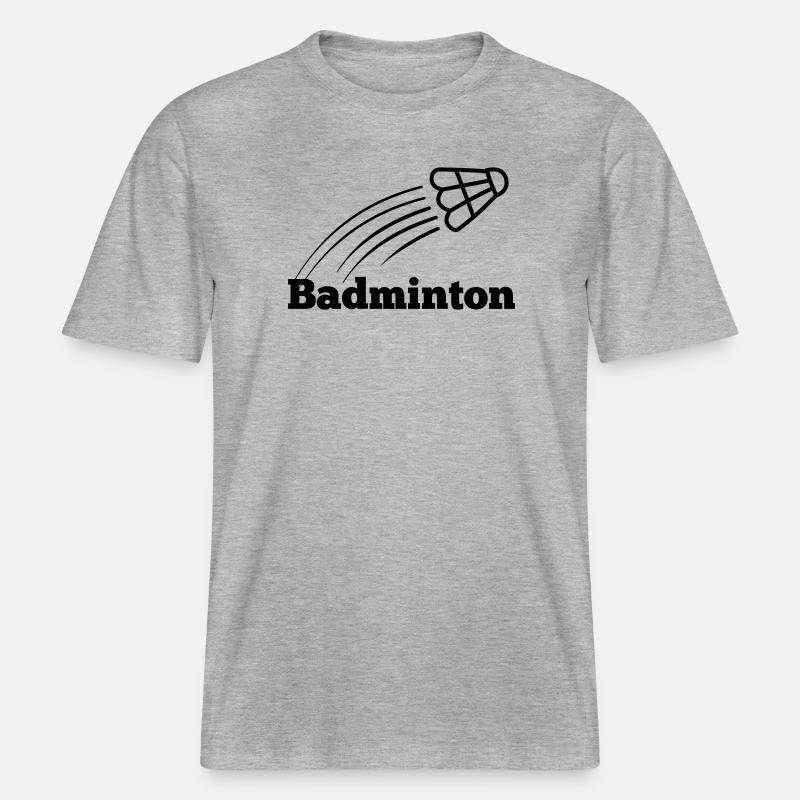 Badmintontext mit hochfliegendem Shuttle -  RELAXED FIT Unisex Organic T-Shirt - Grau meliert