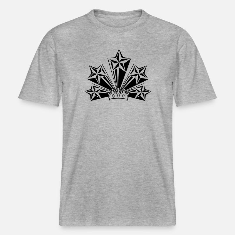 Transparente Krone mit vier großen Sternen -  RELAXED FIT Unisex Organic T-Shirt - Grau meliert