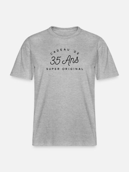Cadeau 35 ans - T-shirt unisexe RELAXED FIT en coton bio - gris chiné