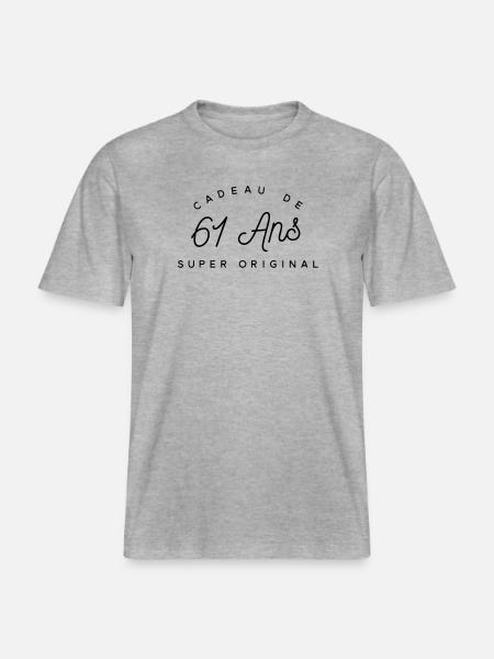 Cadeau 61 ans  -  T-shirt unisexe RELAXED FIT en coton bio - gris chiné