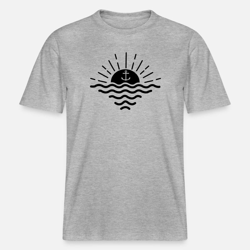 Ancre de coucher de soleil -  T-shirt unisexe RELAXED FIT en coton bio - gris chiné
