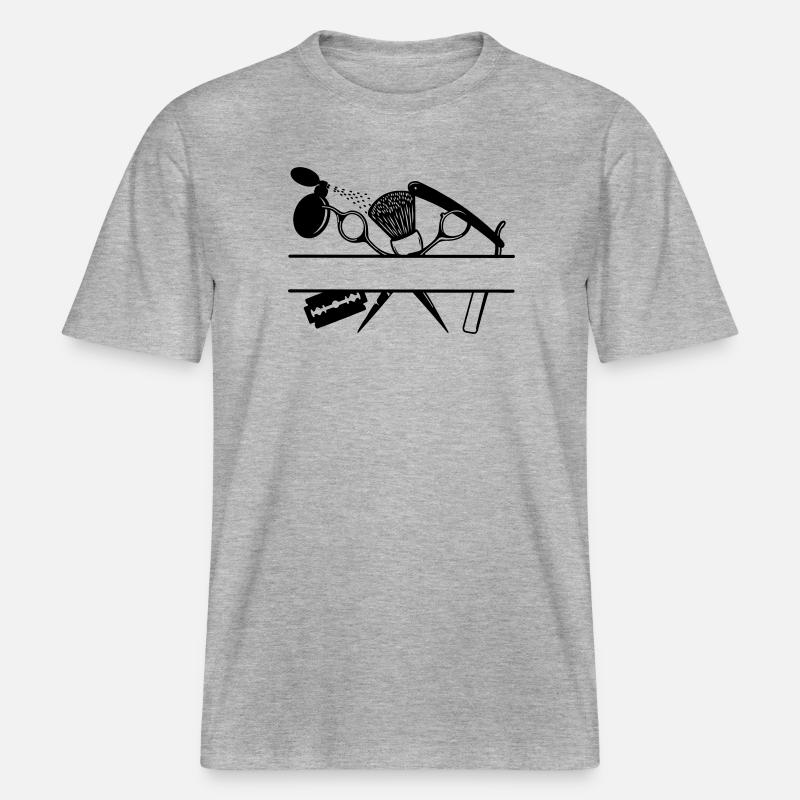 Bannière de texte d’attributs de coiffeurs - T-shirt unisexe RELAXED FIT en coton bio - gris chiné