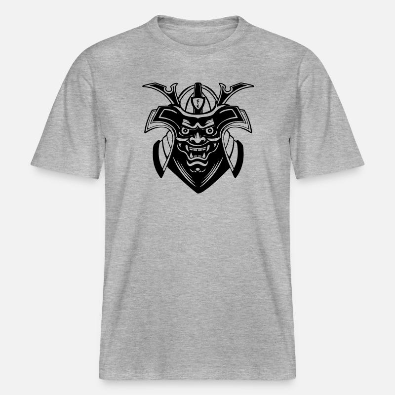 Conception du masque Shadow Menpō -  T-shirt unisexe RELAXED FIT en coton bio - gris chiné