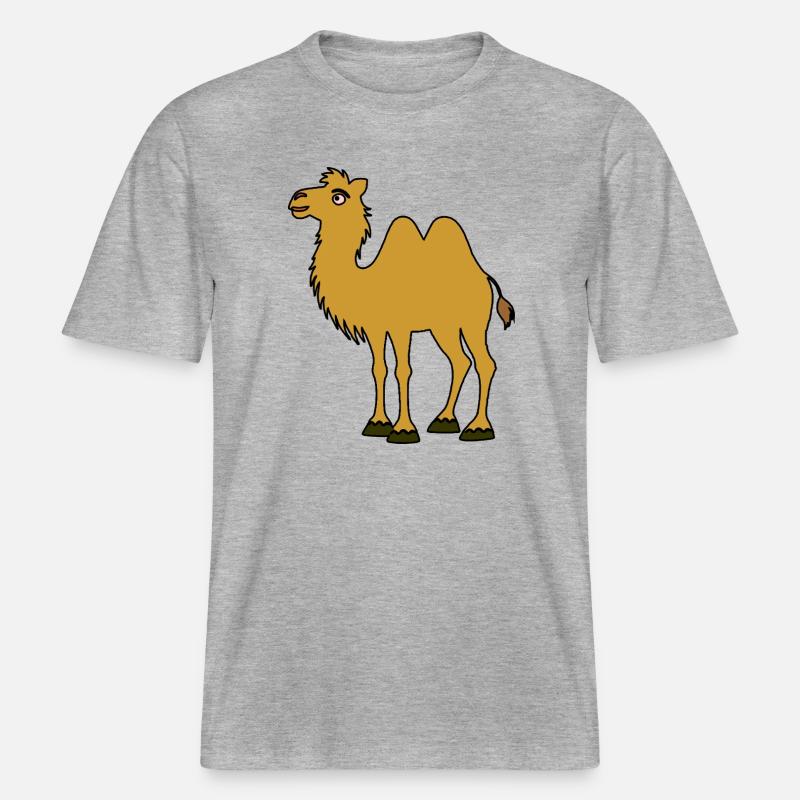 Braunes Kamel mit zwei Höckern -  RELAXED FIT Unisex Organic T-Shirt - Grau meliert