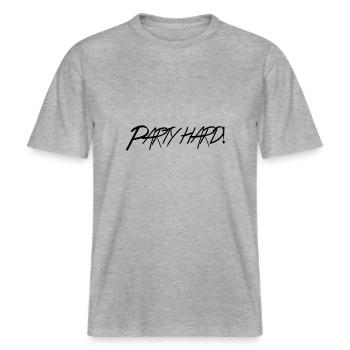 Party Hard ! -  RELAXED FIT Unisex Organic T-Shirt - heather grey - Front - Alina (178cm) & Michal (187cm)