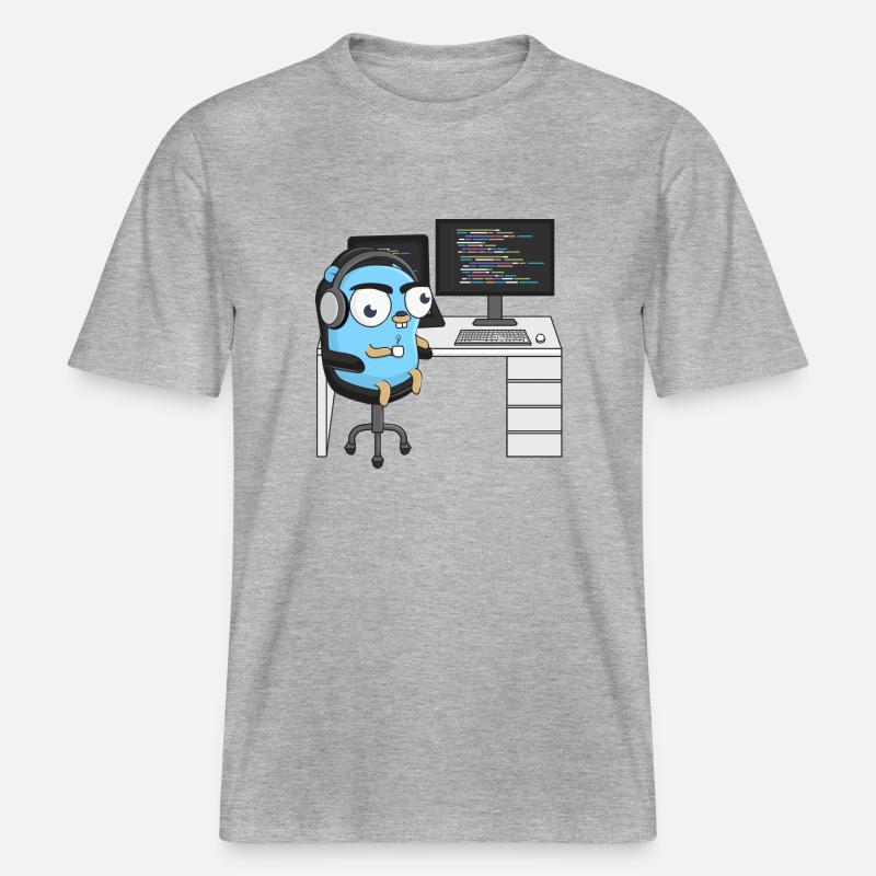 Gopher-Codierung -  RELAXED FIT Unisex Organic T-Shirt - Grau meliert