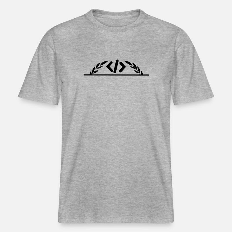 Code-Logo im halben Lorbeerkranz -  RELAXED FIT Unisex Organic T-Shirt - Grau meliert
