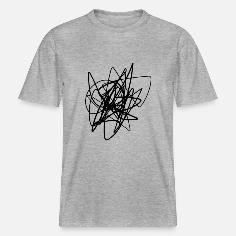 Scribbled chaotic strokes pattern -  RELAXED FIT Unisex Organic T-Shirt - heather grey