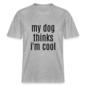 Hund Hunde Sprüche Hundebesitzer Geschenkidee Fun -  RELAXED FIT Unisex Organic T-Shirt - Grau meliert - Vorne - Alina (178cm) & Michal (187cm)