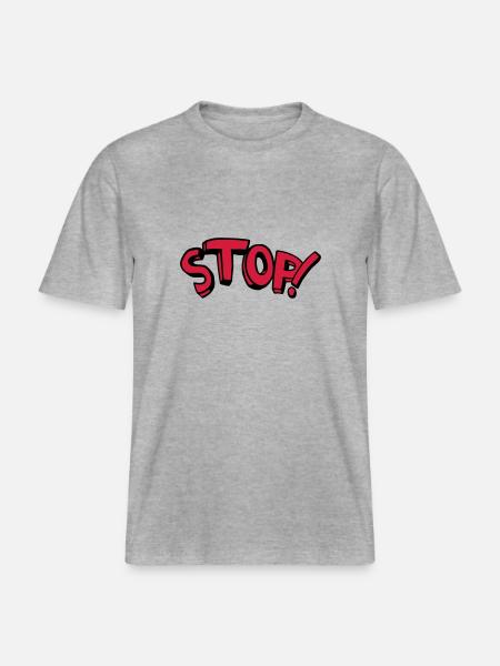 Stop standing remain comic saying -  RELAXED FIT Unisex Organic T-Shirt - heather grey