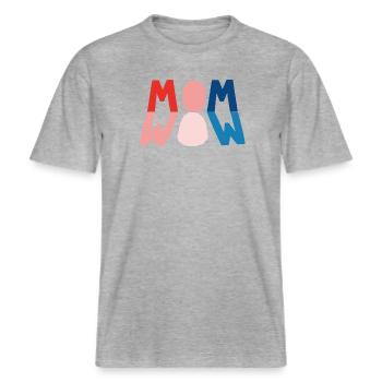 MOM=WOW -  RELAXED FIT Unisex Organic T-Shirt - Grau meliert - Vorne - Alina (178cm) & Michal (187cm)