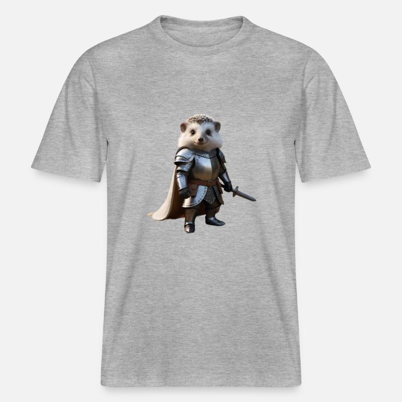 hérisson chevalier épée 2 -  T-shirt unisexe RELAXED FIT en coton bio - gris chiné
