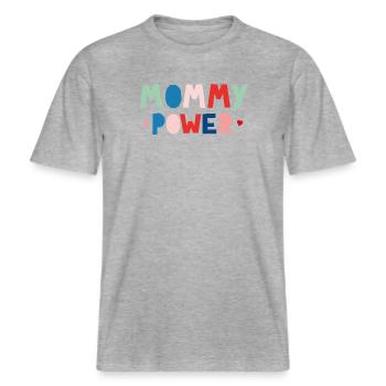 Le pouvoir de maman -  T-shirt unisexe RELAXED FIT en coton bio - gris chiné - Devant - Alina (178cm) & Michal (187cm)