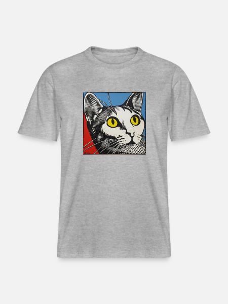 Cat, Cat Motif -  RELAXED FIT Unisex Organic T-Shirt - heather grey
