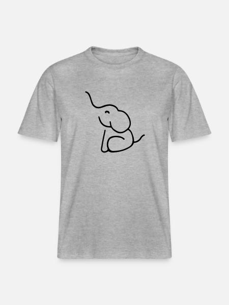 ELEFANT TATOVERING BABY KUFFERT SIDDER TEGNING LINJE -  Økologisk unisex T-shirt RELAXED FIT - grå meleret