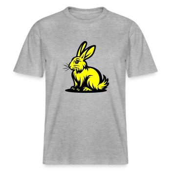 Hase Ostern -  RELAXED FIT Unisex Organic T-Shirt - Grau meliert - Vorne - Alina (178cm) & Michal (187cm)