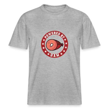Propulsé par jambon -  T-shirt unisexe RELAXED FIT en coton bio - gris chiné - Devant - Alina (178cm) & Michal (187cm)