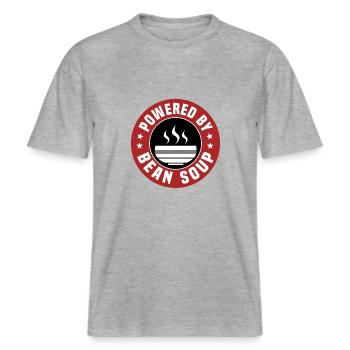 Powered By Bohnensuppe -  RELAXED FIT Unisex Organic T-Shirt - Grau meliert - Vorne - Alina (178cm) & Michal (187cm)