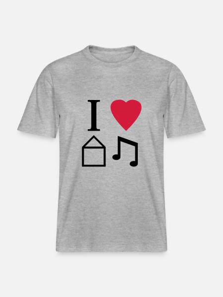 I Love House Music - RELAXED FIT Unisex Organic T-Shirt - heather grey