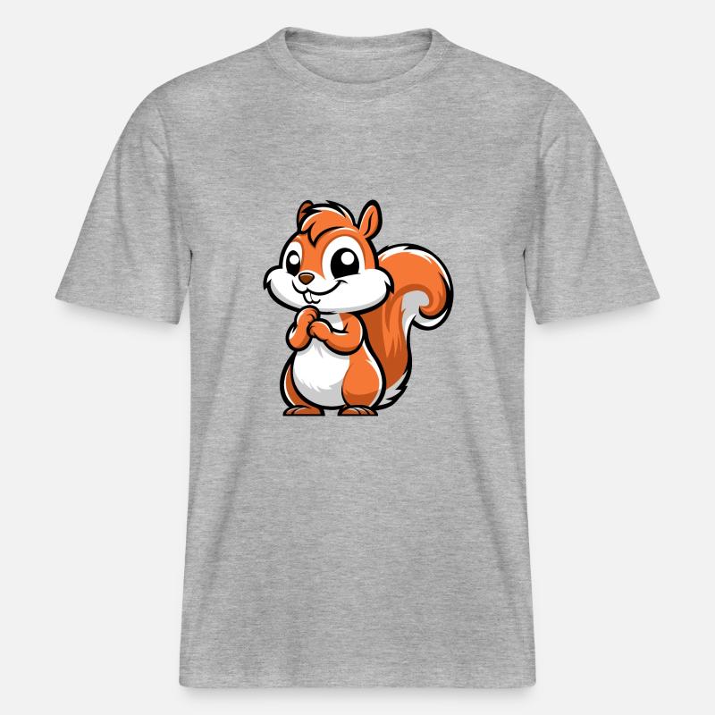 Freches kleines Eichhörnchen -  RELAXED FIT Unisex Organic T-Shirt - Grau meliert