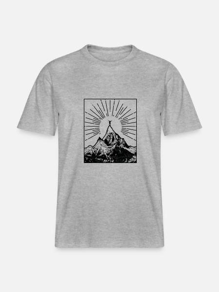 HIKING hiking mountain gift - RELAXED FIT Unisex Organic T-Shirt - heather grey