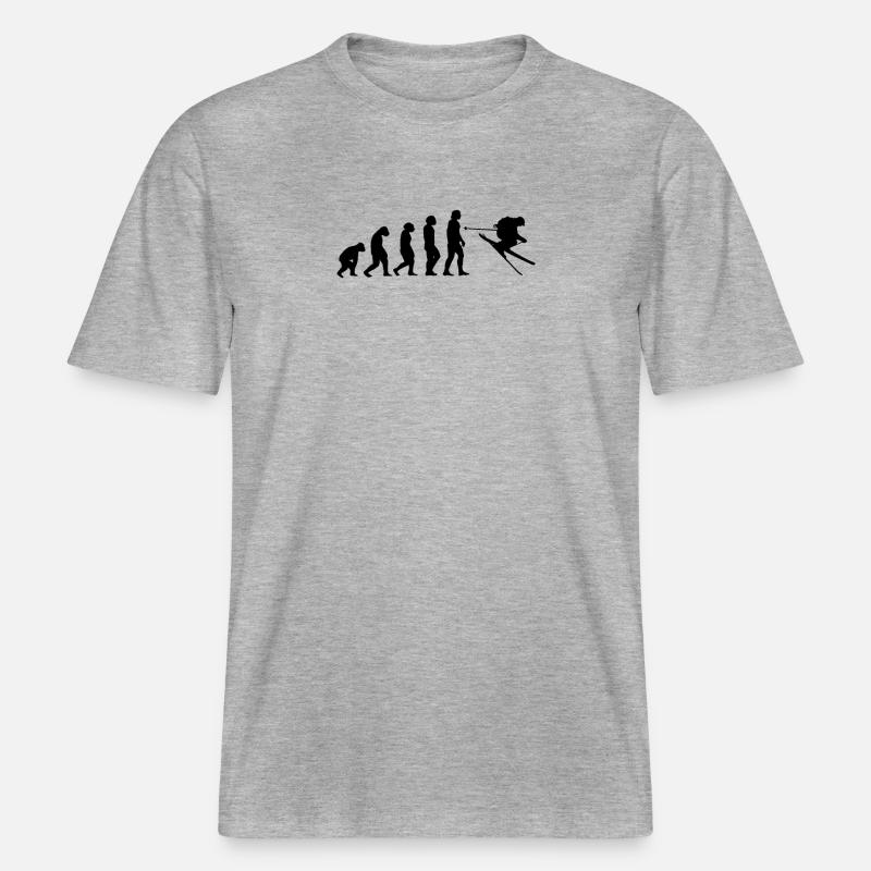 Ski Evolution Tshirt -  RELAXED FIT Unisex Organic T-Shirt - heather grey
