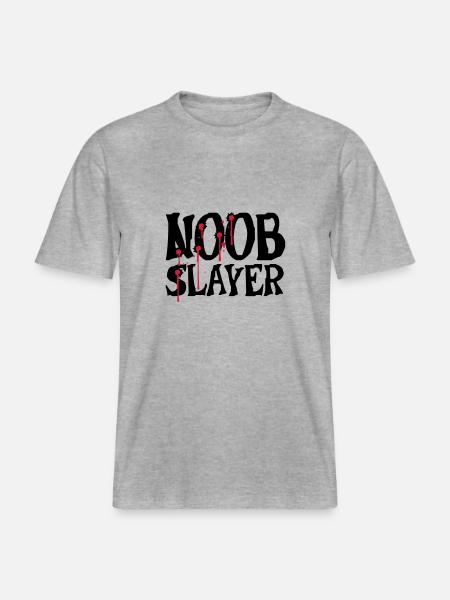 Noob Slayer Shooter - RELAXED FIT Unisex Organic T-Shirt - Grau meliert