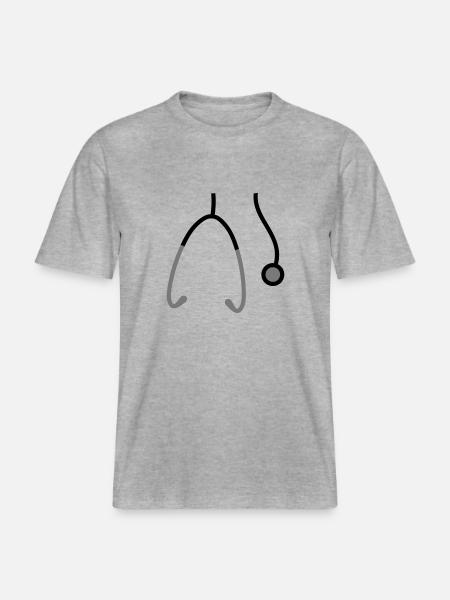 Hängande hals Stetoskop som lyssnar hjärtslagpuls -  Unisex ekologisk T-shirt med avslappnad passform - gråmelerad